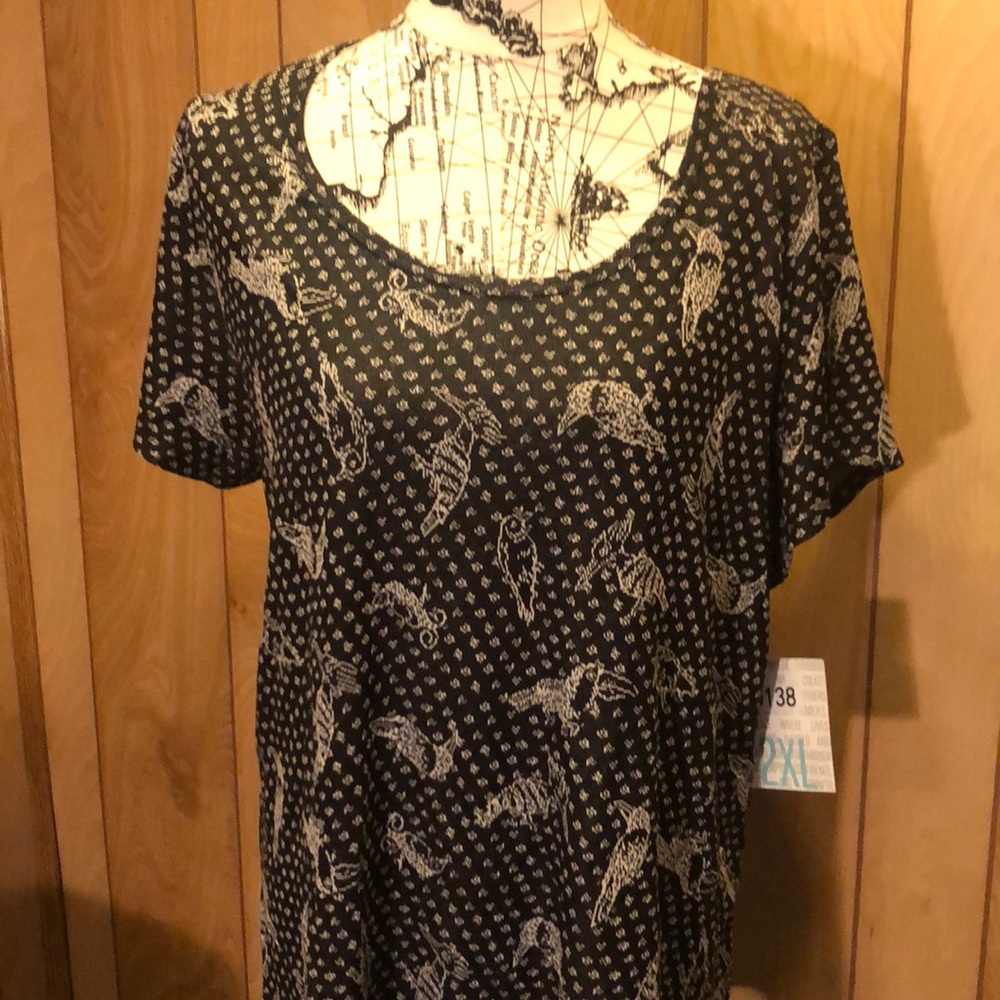 NWT Lularoe Classic Tee 2XL B&W Birds